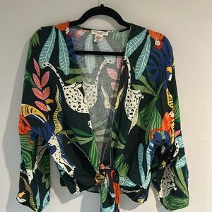 Animal, print, tropical tie shirt